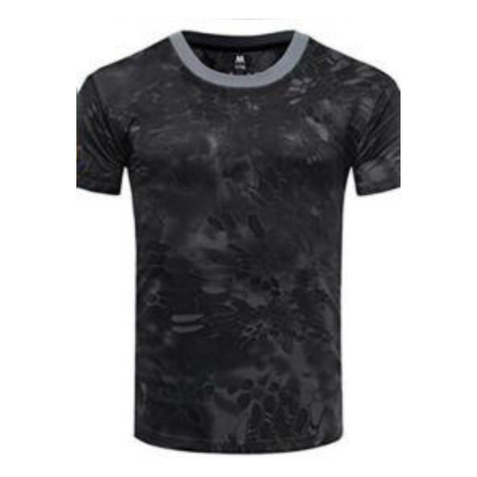 POLERA MODA MILITAR CAMUFLAJE NEGRO UV